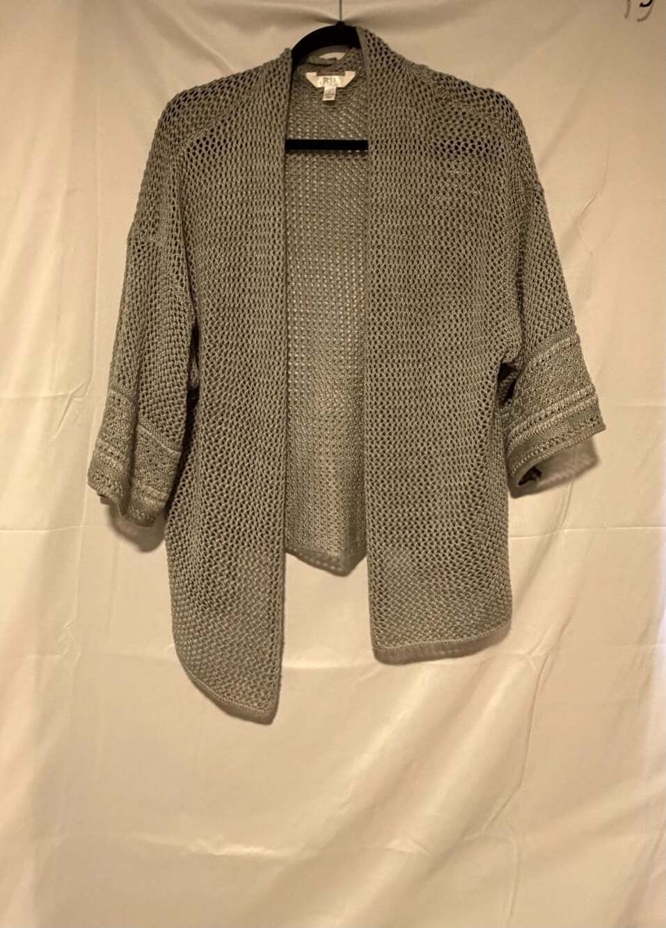 Time and Tru Open Front Cardigan Size L (12-14) Gray Knit